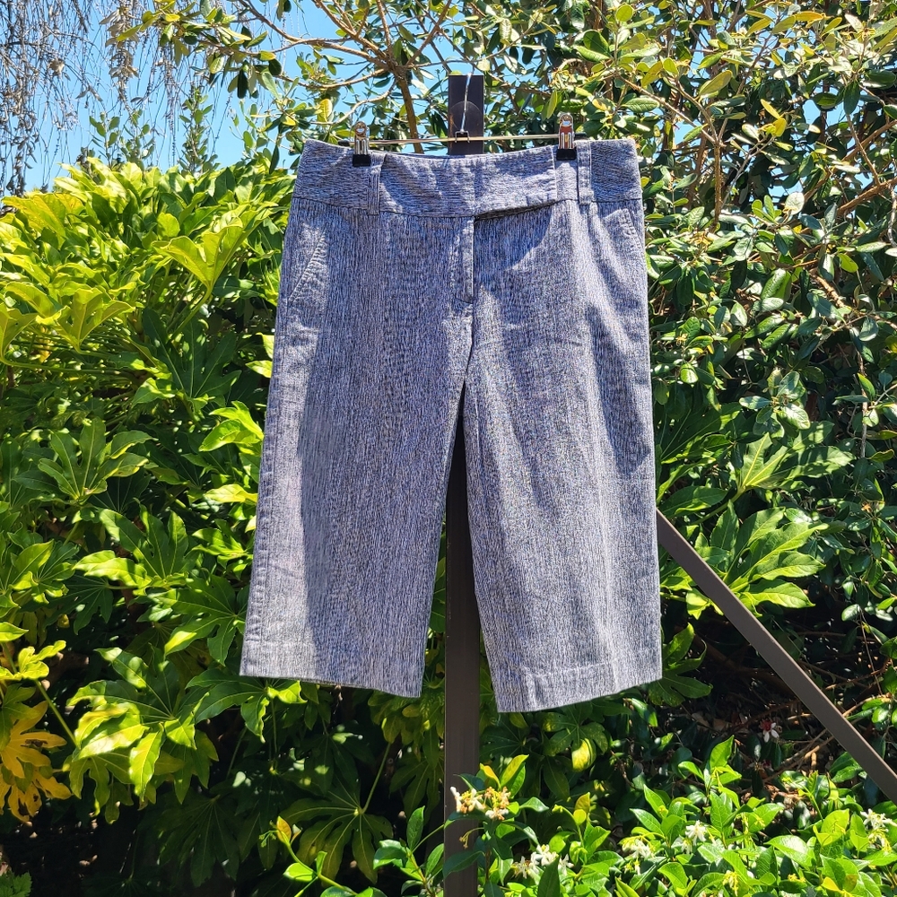 AGB Linen Blend Black & White Striped Capri Pant Size 10